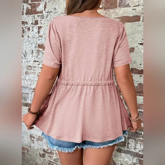 SHEIN Emery Rose Plus Drawstring Waist Peplum Tee Size 16 (0XL) - Picture 3 of 6